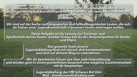 Jugendtrainer gesucht &hellip;